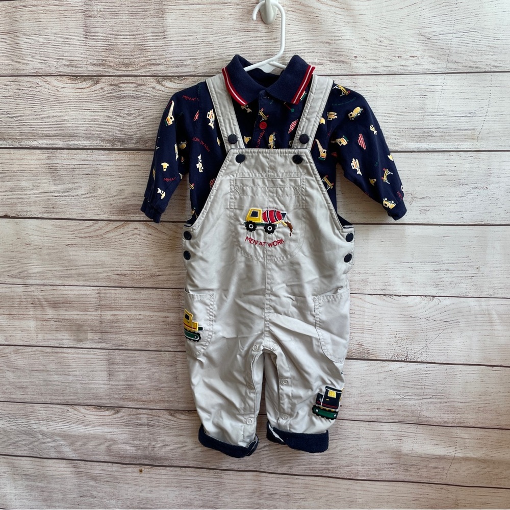 VINTAGE‎ BUSTER BROWN APPLIQUED OVERALLS WITH MATCHING SHIRT